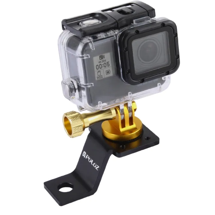 PULUZ Aluminum Alloy Motorcycle Fixed Holder Mount with Tripod Adapter & Screw for GoPro, Insta360, DJI and Other Action Cameras(Gold)