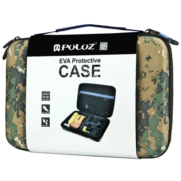 PULUZ Camouflage Pattern Waterproof Carrying and Travel Case for for GoPro, Insta360, DJI and Other Action Cameras Accessories, Large Size: 32cm x 22cm x 7cm