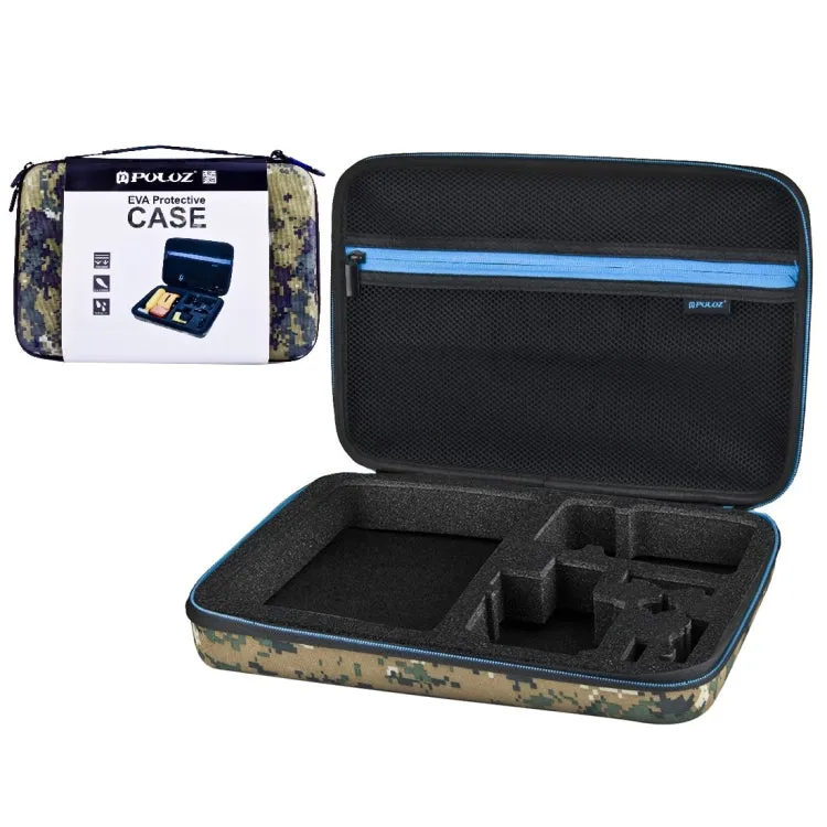 PULUZ Camouflage Pattern Waterproof Carrying and Travel Case for for GoPro, Insta360, DJI and Other Action Cameras Accessories, Large Size: 32cm x 22cm x 7cm