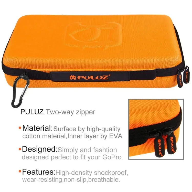 PULUZ Waterproof Carrying and Travel Case for for GoPro, Insta360, DJI and Other Action Cameras Accessories, Large Size: 32cm x 22cm x 7cm(Orange)