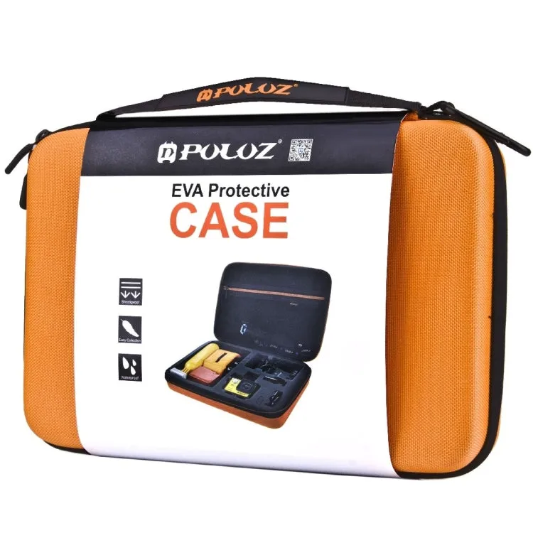 PULUZ Waterproof Carrying and Travel Case for for GoPro, Insta360, DJI and Other Action Cameras Accessories, Large Size: 32cm x 22cm x 7cm(Orange)