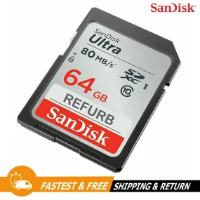 SanDisk 64GB Ultra Class 10 UHS-I SD 80MBs SDHC / SDXC Memorycard (Re-certified)