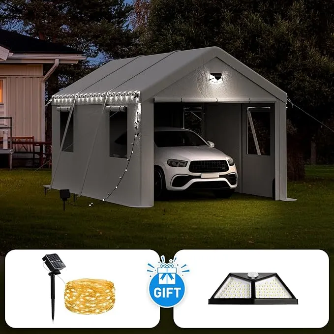 SANNWSG Carport Canopy 10x16FT Heavy Duty, Carport Canopy, Portable Car Port Garage, Car Shelter All Weather, White