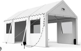 SANNWSG Carport Canopy 12x20FT Heavy Duty, Carport Canopy with Side Roll Up Doors, Portable Car Port Garage, Car Shelter All Weather, White