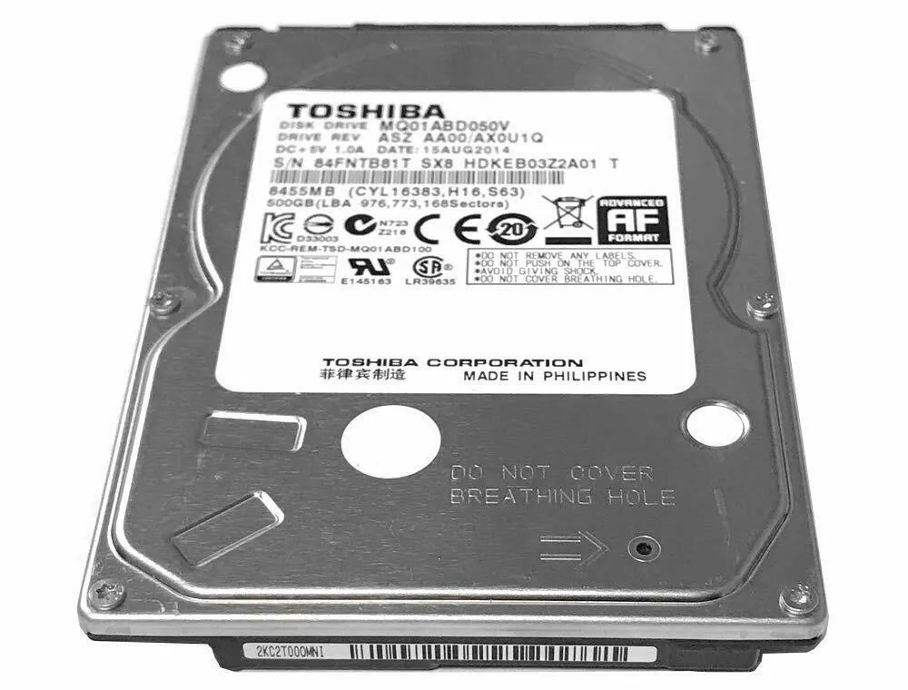 Toshiba (SATA) 2.5" Internal HD 500GB 5400RPM HDD HDKEB03Z2A01 MQ01ABD050V