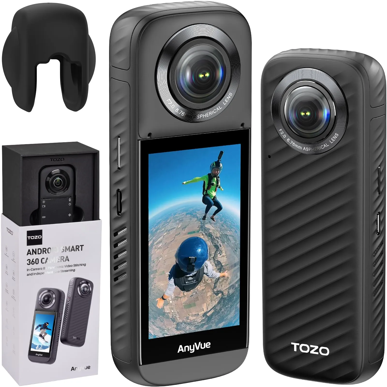 TOZO AnyVue Android Smart 360 Action Camera with 1/2" 4800W CMOS, 5.7K 360 Video