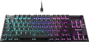 Vulcan TKL Mechanical PC Tactile Gaming Keyboard, Compact, Tenkeyless, Titan Switch Optical, RGB AIMO Lighting, Anodized Aluminum Top Plate, Detachable USB-C Cable, Low Profile Design, Black